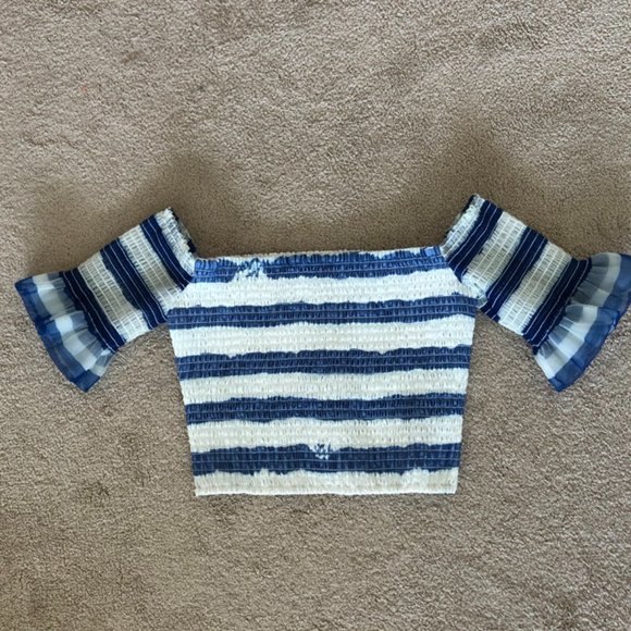 Staud Striped Off-The-Shoulder Crop Top - Picture 3 of 5